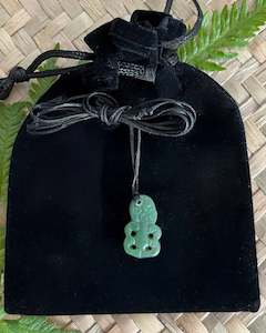 Accessories: Greenstone - Pounamu -  Tiki Pepe Pendant
