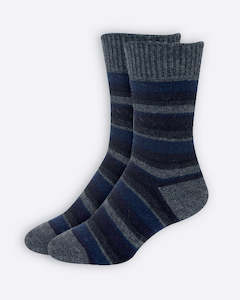 Men: Socks Striped - Possum Merino - Graphite