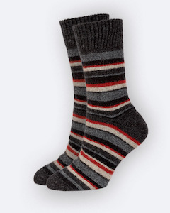Socks striped - Possum Merino - Charcoal