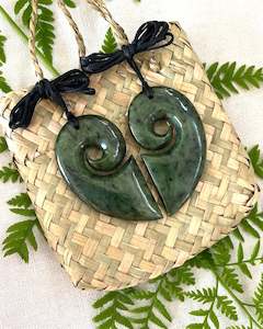 Accessories: Two-Piece Set - Koru Heart Greenstone Pendants