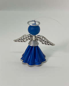 Upcycled Coffee Pod - Angel Decoration Blue