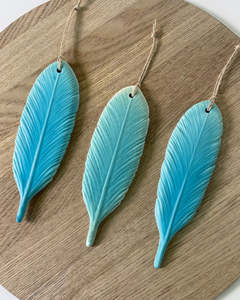 Ceramic Kotare - Kingfisher Feathers by Michelle Bow