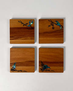 Rimu & Paua Coasters - individual - NZ Native Birds
