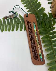 Native Wood Bookmark with Paua Shell