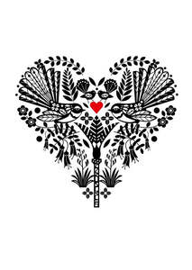 New Zealand Made: Greeting Card - NZ Fantail Heart