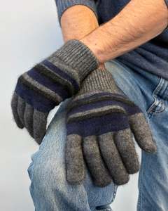 Textiles Accessories Linens: Possum Merino Men's Essential Blend Striped Gloves