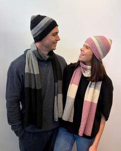 Possum Merino Unisex Striped 'Travel' Set | Beanie & Scarf