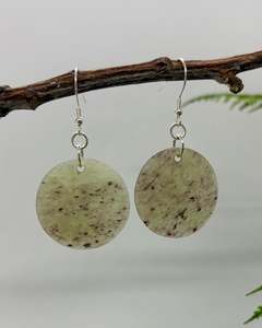 Accessories: Pounamu | Greenstone Disc Earrings with Sterling Silver Hooks