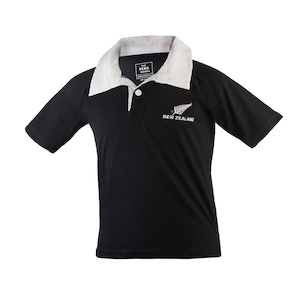 Infants Black with White Collar Rugby Jersey