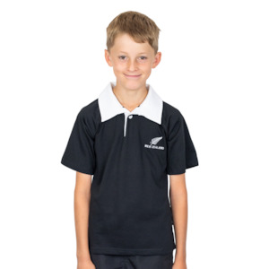Products: Kids Black with White Collar Rugby Jersey