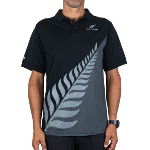 Products: Polo Grey/Black Large Fern Print Polo