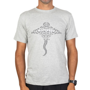 T-Shirt 100% Cotton Grey Marl Stingray design Front/Back