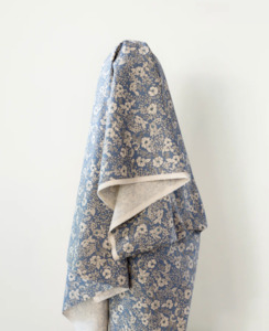 Linen Cotton Blends: Japanese Cotton Linen Soft Floral Powder Blue Print 196gsm $28 pm