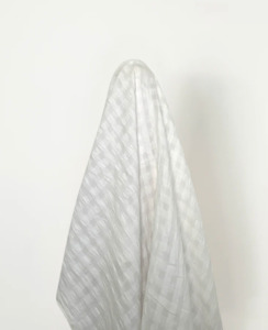 Linen Cotton Blends: White Cotton Linen Seersucker Check 130 gsm $37pm Oeko-Tex Certified