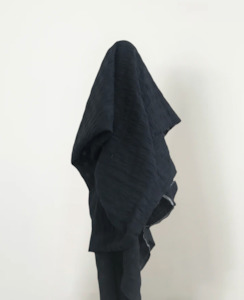 Linen Cotton Blends: Black Cotton Linen Seersucker Check 130gsm $37pm Oeko-Tex Certified