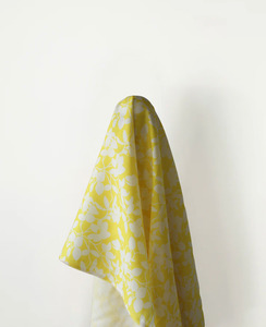 Featured Collection: Summer Love: 100% Linen, Lemon & White Singapore Orchid Print 140 cm w, 145 gsm $40