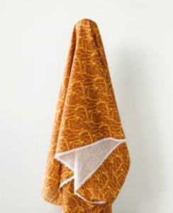 Deadstock Sale: Cotton Linen Gold & Brown Flower Print 135 gsm $12.00 pm