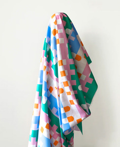 Deadstock Clearance: 100% Cotton White Multi Colour Block Print 148 cm wide $12 pm