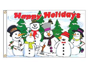Novelty Flags: Christmas - Happy Holidays Snowmen