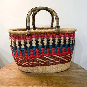 Shopper Basket ~ Terracotta, Blue and Pink