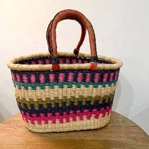 Shopper Basket ~ Pink, Olive and Navy