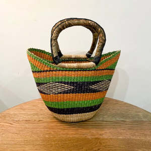 Small Market  Basket ~ Orange, Lime and Navy