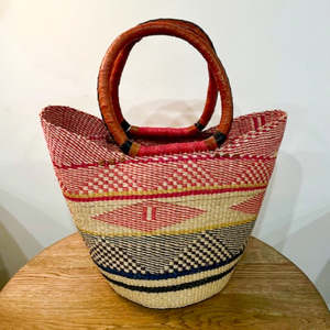 African Basket Collection: Market Basket ~ Pink and Navy
