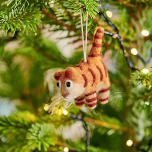 Christmas: Felted Christmas Decoration - Cat Ginger