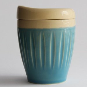 Pottery: Deksel Cup - Turquoise Blue