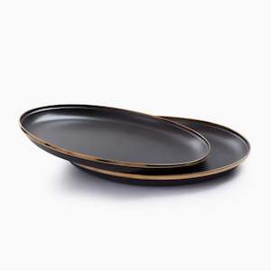 Barebones - Enamel Deep Plate Set of 2, Charcoal
