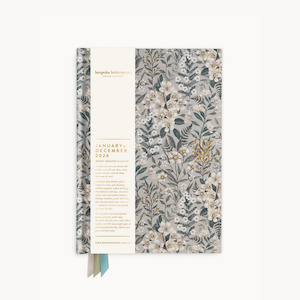 Calendars Planners: Bespoke Letterpress - 2026 Weekly Linen Planner, Ivory Garden