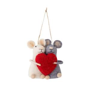 Christmas Decorations: Felted Christmas Peo Ornament - Mouse Love