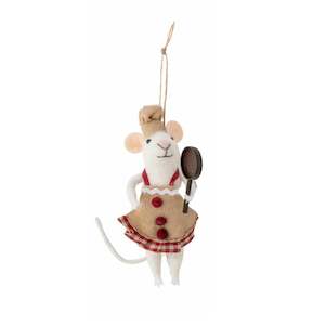 Felted Christmas Peo Ornament - Mouse with Pan
