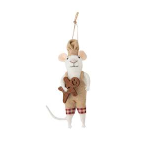 Felted Christmas Peo Ornament - Mouse with Gingerbread