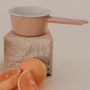 Dishy: Dishy - Enamel Milk Pan, Clay Pink