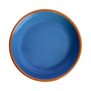 Dishy Enamelware Serving Plate - Blue & Brown