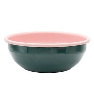 Dishy: Dishy Enamelware Bowl - Dark Green & Pink