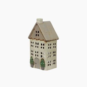 Alsace Tea Light Village - Stone Christmas House with Pots