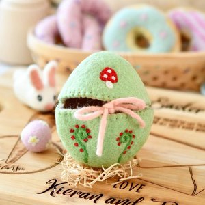 Gifts Under 50: Tara Treasures - Green Felt Egg Cover With Mushroom