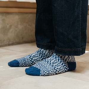 New: Nishiguchi Kutsushita - Oslo Wool Jacquard Socks, Seagull