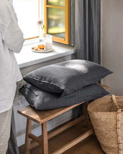 Lodge Size Pillowcases King: Charcoal Linen Pillowcases - European Oeko-Tex® certified