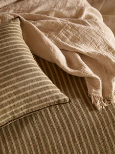 Back In Stock New: Handloomed Linen Cushion - Khaki Stripe
