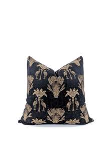 Back In Stock New: Black & Gold Tropical Cushion Cover