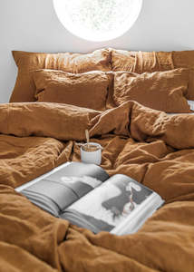 Duvet Covers: Linen Duvet Cover | Raw Sienna