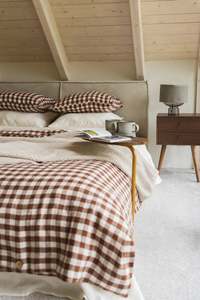 Made In Europe: Mocha Gingham Linen Duvet | Made in Europe