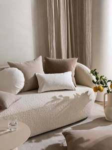 Homewares: Velvet Cushion | Almond