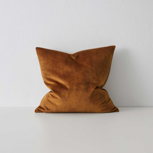 Homewares: Velvet Cushion | Ochre