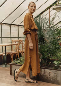 RHAPSODY Linen Dress - Bronze