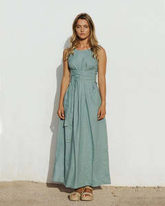 Boracay Linen Dress in Teal blue