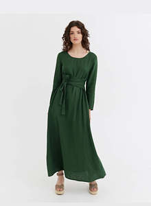 Florence Linen Dress - Deep Green